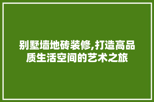 别墅墙地砖装修,打造高品质生活空间的艺术之旅