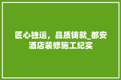 匠心独运，品质铸就_都安酒店装修施工纪实 工艺流程