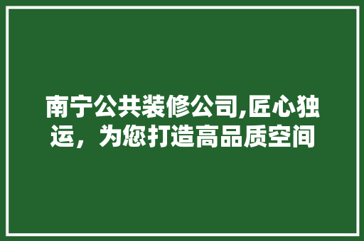 南宁公共装修公司,匠心独运，为您打造高品质空间 施工工艺