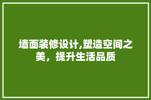 墙面装修设计,塑造空间之美，提升生活品质 设计原则