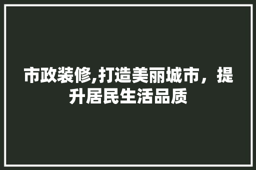 市政装修,打造美丽城市，提升居民生活品质 施工工艺