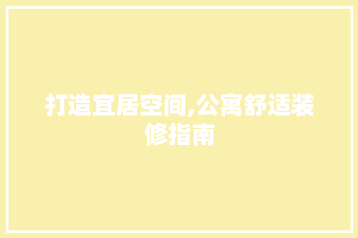 打造宜居空间,公寓舒适装修指南 工艺流程