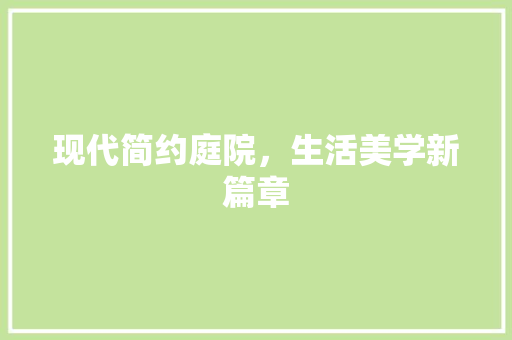 现代简约庭院，生活美学新篇章 设计原则
