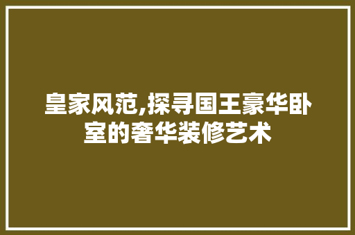 皇家风范,探寻国王豪华卧室的奢华装修艺术 公共建筑设计