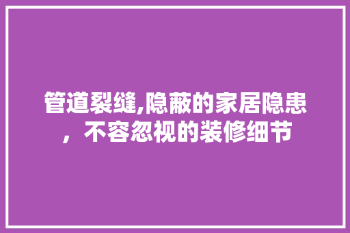 管道裂缝,隐蔽的家居隐患，不容忽视的装修细节 建筑法规