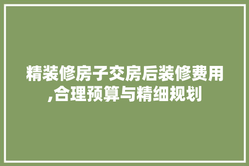 精装修房子交房后装修费用,合理预算与精细规划 材料设备