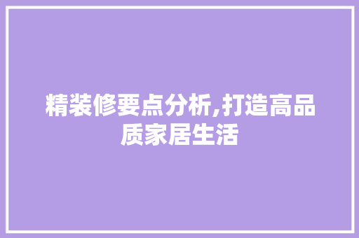 精装修要点分析,打造高品质家居生活 住宅建筑设计