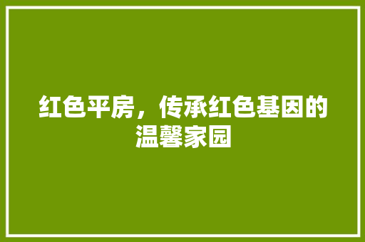 红色平房，传承红色基因的温馨家园 施工管理