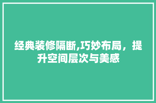 经典装修隔断,巧妙布局，提升空间层次与美感 建筑法规