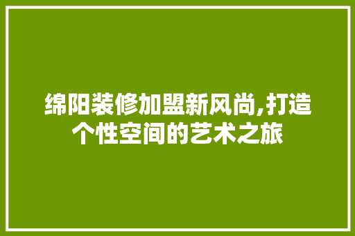 绵阳装修加盟新风尚,打造个性空间的艺术之旅 住宅建筑设计