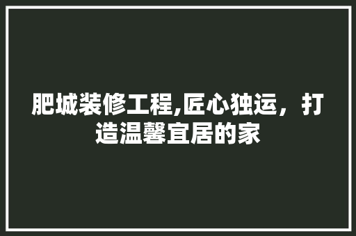 肥城装修工程,匠心独运，打造温馨宜居的家 新型材料