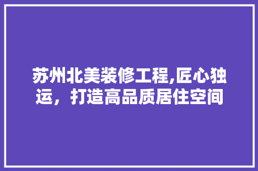 苏州北美装修工程,匠心独运，打造高品质居住空间 施工工艺