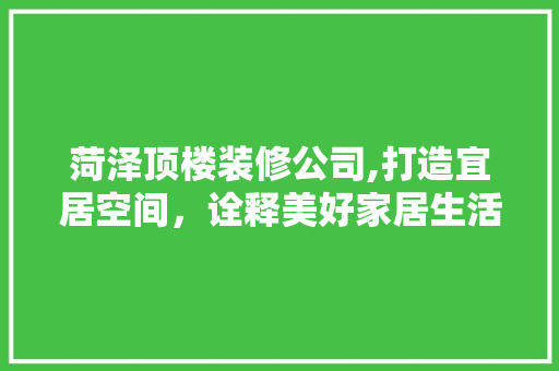 菏泽顶楼装修公司,打造宜居空间，诠释美好家居生活 住宅建筑设计