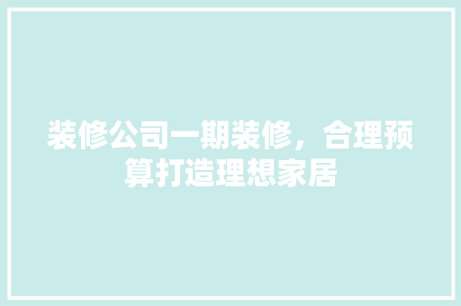 装修公司一期装修，合理预算打造理想家居 工艺流程