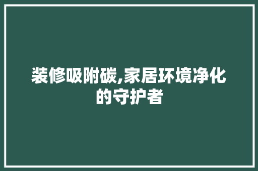 装修吸附碳,家居环境净化的守护者 新型材料
