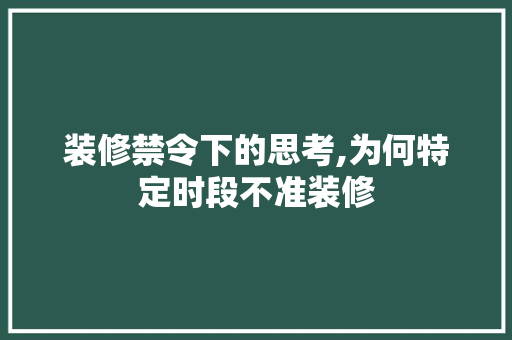 装修禁令下的思考,为何特定时段不准装修 常用设备