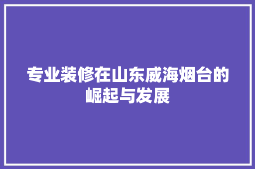专业装修在山东威海烟台的崛起与发展 常见问题