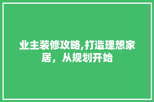 业主装修攻略,打造理想家居，从规划开始 施工管理
