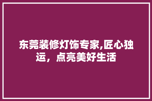 东莞装修灯饰专家,匠心独运，点亮美好生活 建筑设计
