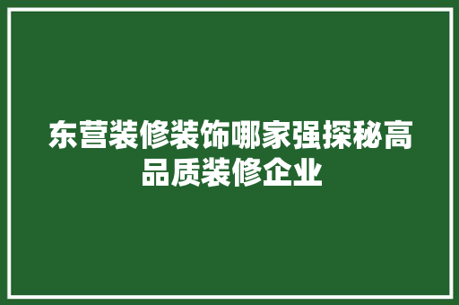 东营装修装饰哪家强探秘高品质装修企业 工艺流程
