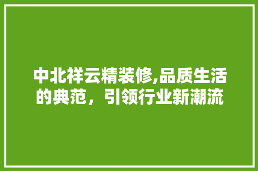 中北祥云精装修,品质生活的典范，引领行业新潮流 设计原则