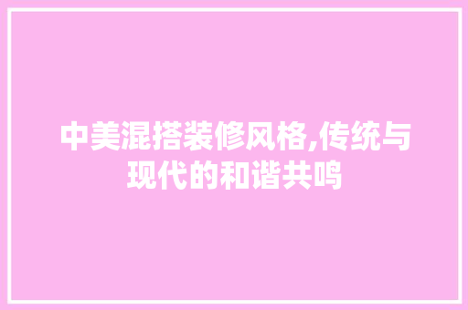 中美混搭装修风格,传统与现代的和谐共鸣 工艺流程