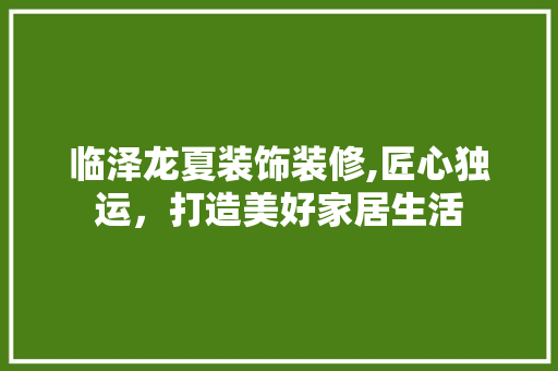 临泽龙夏装饰装修,匠心独运，打造美好家居生活 常用设备