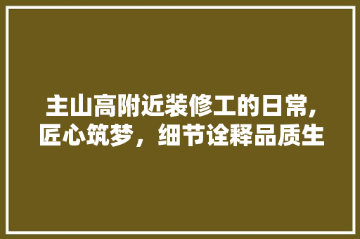 主山高附近装修工的日常,匠心筑梦，细节诠释品质生活 施工技术