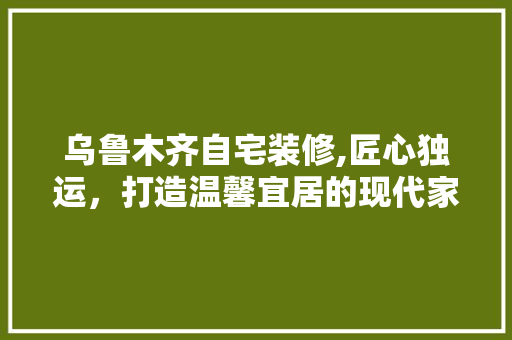 乌鲁木齐自宅装修,匠心独运，打造温馨宜居的现代家居 施工工艺