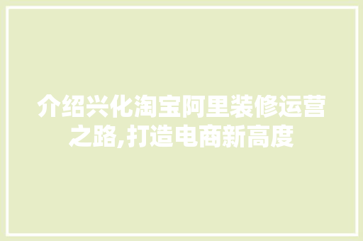 介绍兴化淘宝阿里装修运营之路,打造电商新高度 住宅建筑设计