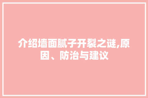 介绍墙面腻子开裂之谜,原因、防治与建议 常用设备
