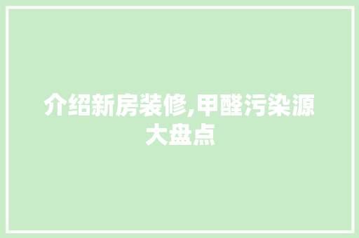 介绍新房装修,甲醛污染源大盘点 施工工艺