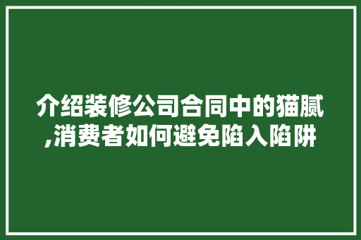 介绍装修公司合同中的猫腻,消费者如何避免陷入陷阱 常用设备