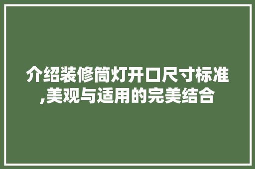 介绍装修筒灯开口尺寸标准,美观与适用的完美结合 施工技术