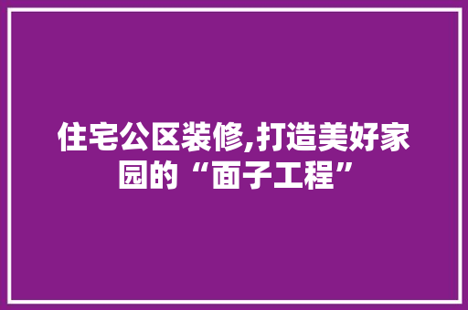 住宅公区装修,打造美好家园的“面子工程” 工艺流程