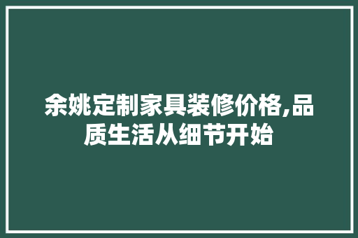 余姚定制家具装修价格,品质生活从细节开始 施工管理