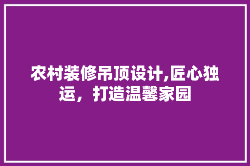 农村装修吊顶设计,匠心独运，打造温馨家园 常用设备