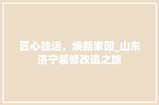 匠心独运，焕新家园_山东济宁装修改造之旅 新型材料