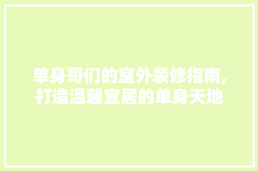 单身哥们的室外装修指南,打造温馨宜居的单身天地 施工管理