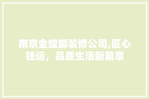 南京金螳螂装修公司,匠心独运，品质生活新篇章 工艺流程