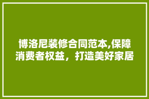 博洛尼装修合同范本,保障消费者权益，打造美好家居生活 常用设备