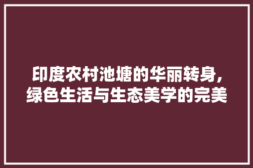 印度农村池塘的华丽转身,绿色生活与生态美学的完美融合 住宅建筑设计