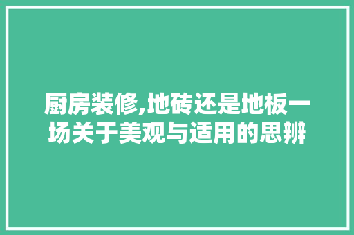 厨房装修,地砖还是地板一场关于美观与适用的思辨 常用设备
