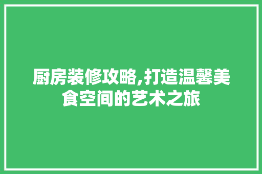 厨房装修攻略,打造温馨美食空间的艺术之旅 公共建筑设计