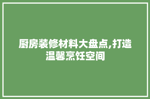 厨房装修材料大盘点,打造温馨烹饪空间 常见问题