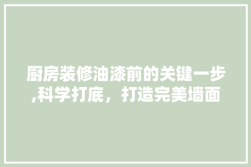 厨房装修油漆前的关键一步,科学打底，打造完美墙面 新型材料