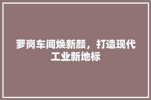 萝岗车间焕新颜，打造现代工业新地标 施工工艺