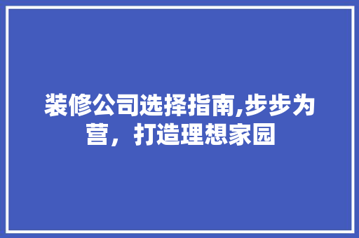 装修公司选择指南,步步为营，打造理想家园 知识问答
