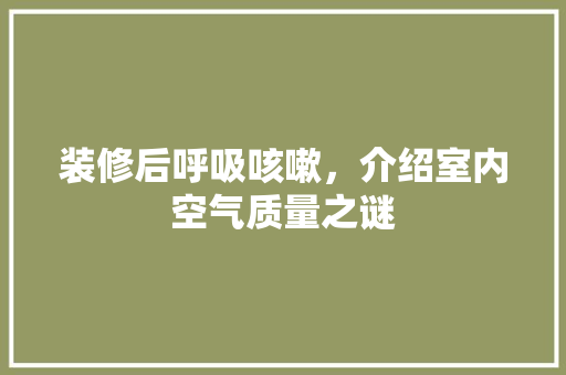 装修后呼吸咳嗽，介绍室内空气质量之谜 建筑设计