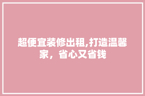 超便宜装修出租,打造温馨家，省心又省钱 常用建材
